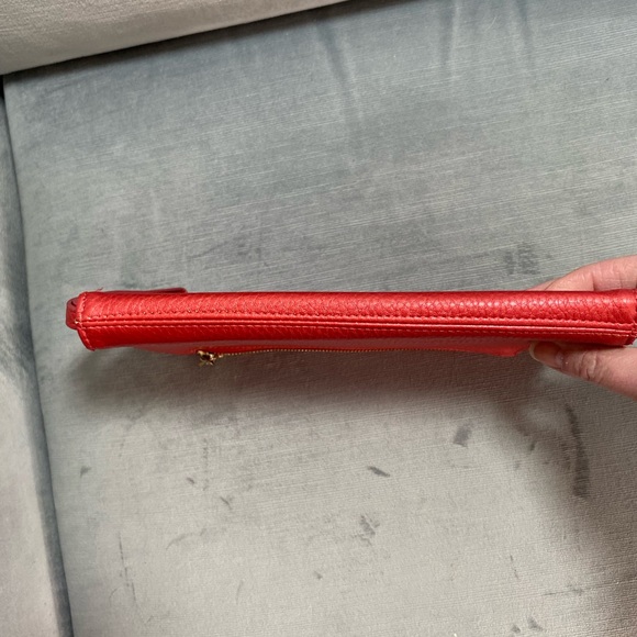 Adrienne Vittadini Studio clutch wallet, red/coral, wrist strap 9” x 5” x .5” - Picture 6 of 16